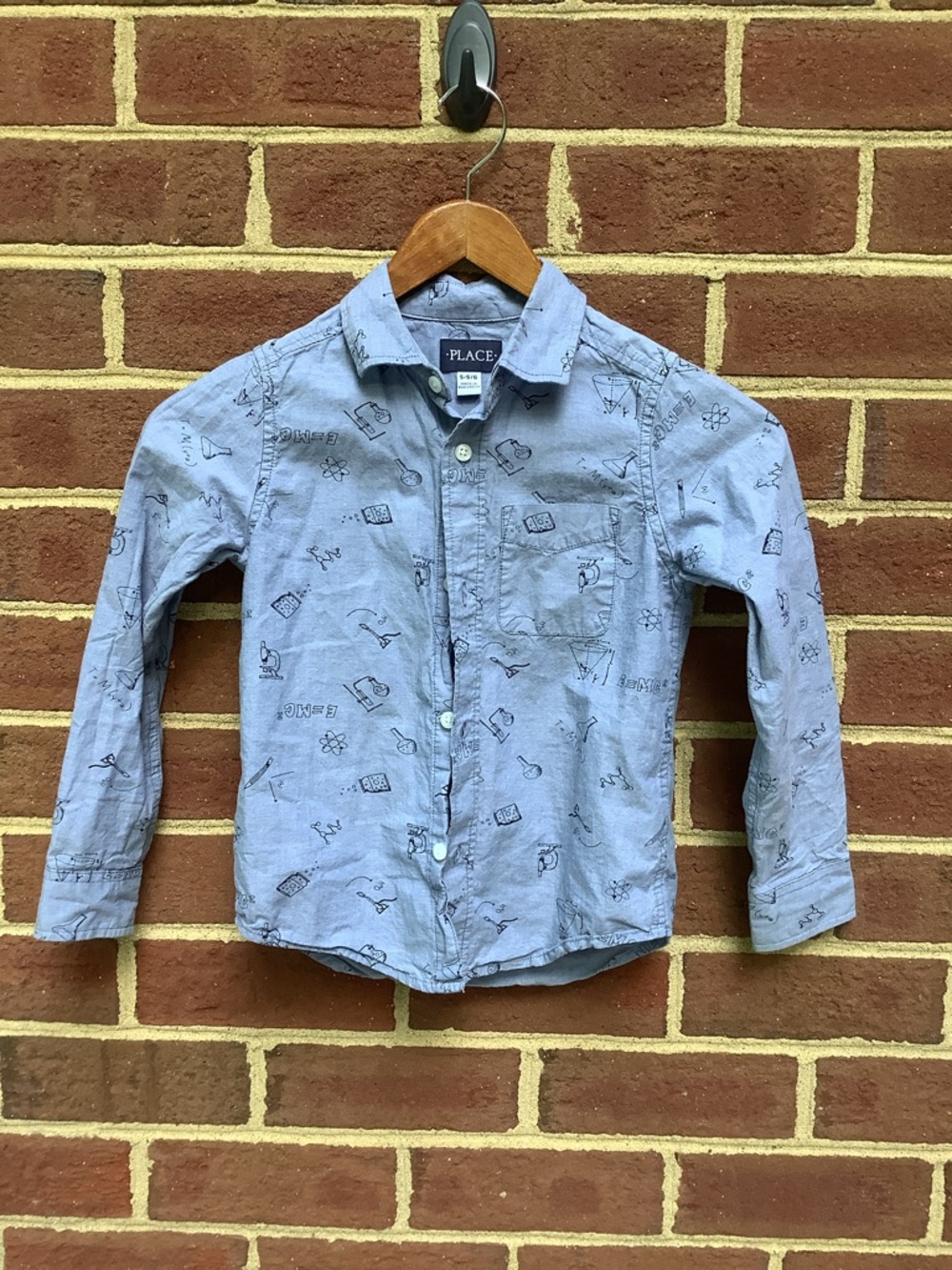 The Children’s Place Boys Button Shirt Science Print Long Sleeve 5/6